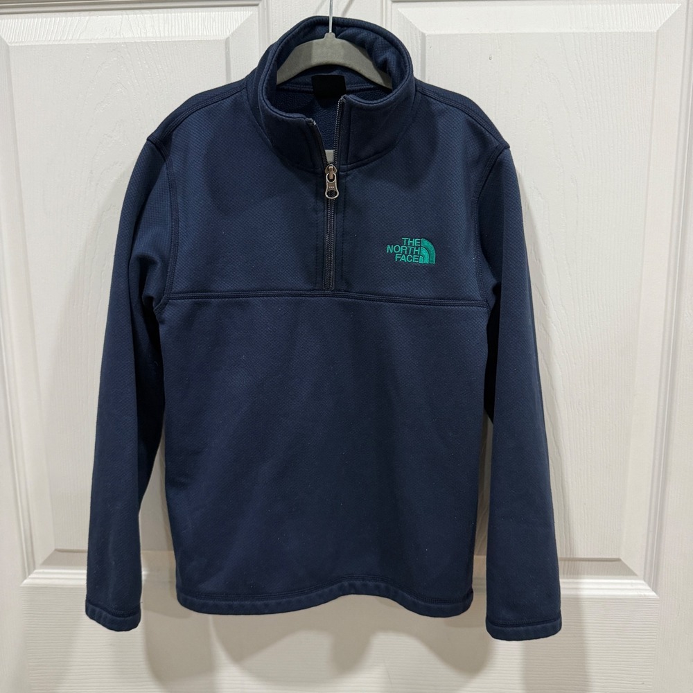 The North Face Boys Glacier Quarter Zip Fleece Pullover Navy Blue NF0A37LR S 7/8